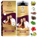 Kokila Hair Color Shampoo for Men & Women | No Ammonia - No Paraben | 10 Pair Free Gloves, Burgundy 400Ml