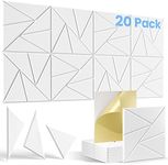 Lebenforce Self-Adhesive Acoustic Panels,20 Pack Square Sound Proof Foam Panels with Unique Pattern,12" X 12" X 0.4" High Density Soundproof Wall Panels,Sound Absorbing Panel for Room & Offices,White