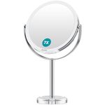 Auxmir Magnifying Makeup Mirror with 1X / 7X Magnification, High Definition, 6’’ Double Sided Vanity Tabletop Mirror with Crystal-like Style, 360° Rotation for Dressing Table, Desk, Bathroom, Bedroom