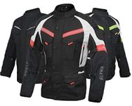 ACG ADVENTURE MOTORCYCLE JACKET MEN FOR TOURING CE ARMOR WATERPROOF ALL SEASON BIKER RIDING (BLACK/RED, 2X-LARGE)