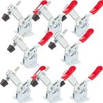 8 Pack Hold Down Toggle Clamps Latch, HNBun Antislip Red 201-B 220lbs Holding Capacity Horizontal Metal Toggle Clamp, Quick Release Heavy Duty Toggle Clamp Hand Tool