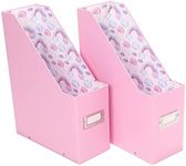 Snap-N-Store Storage Box - Pack of 2 Magazine File Boxes for Organizing - 12.25 x 3.88 x 9.75 Inch Storage Boxes w/Lids for Documents, Paper and Organizing, Back To School Supplies for Students, Pink