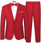 MAGE MALE Men's 2 Piece Suit Notched Lapel One Button Slim Fit Solid Prom Wedding Suits Blazer Jacket Pants with Bow Tie Set