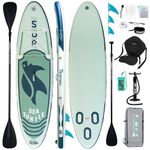 FunWater SUP Inflatable Stand Up Paddle Board Ultra-Light Inflatable Paddleboard with SUP Accessories, Fins, Adjustable Paddle, Pump, Backpack, Leash, Waterproof Phone Bag, Kayak Seat (Green)