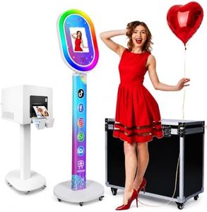 RDYMONKEY iPad Photo Booth Machine with Heavy Duty Printer Stand, RGB Ring Light, Custom Logo Shell, Remote Control & Flight Case, Complete Photo Booth Kit for Wedding Party Rental Events