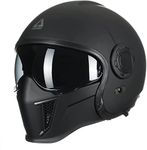 Open Face Half Shell 3/4 Mode Motorcycle Helmet with Sunshield DOT/ECE Approved Solid Adult Unisex for Street Bike Cruiser Scooter A,L