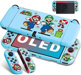 Xcitifun Protective Case Designed for Nintendo Switch OLED TPU Cases for Girls Boys Kids Cute Kawaii Joy-Con Case Switch OLED Shell Compatible with Nintendo Switch OLED Controller Cover - Blue Bro