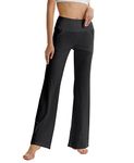 LaiEr Women's Bootcut Yoga Pants with Pockets High Waist Flared Bootleg Yoga Workout Pants with Side Pockets(Black,XL)