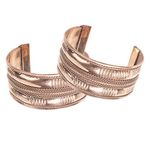 HindCraft Copper Engraved Bracelet Kada Cuff Bangle For Women And Men Adjustable Magnetic Copper Kada Bracelet Unisex Copper Jewelry Set Of 2