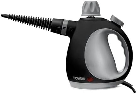 Tower T134000PL THS10 Corded Handheld Steam Cleaner with 9 Accessories, 1050W, Platinum