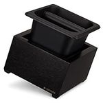 Navaris Coffee Knock Box - Stainless Steel and Wood Bin for Espresso Machine Grounds - with Silicone Bar for Knocking Portafilter Filter Grinds - Black/Black