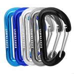 TITECOUGO 6cm D Shape Carabiner Clip Hook D-Ring Key Chain Nonlocking Durable Keychain Mini Carabiners 60mm Small dd Keyring Chains Ring Climbing Lighter Outdoor for Men and Women 5 Color A