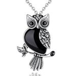 XIANNVXI Owl Necklace for Women,Owl Necklace Men,Owl Gifts for Christmas,Black Obsidian Necklace Crystal Necklace Healing Gemstone Owl Pendant Necklace Cute Owl Jewellery Gifts