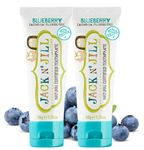 Jack N’ Jill Natural Certified Kids Toothpaste – Fluoride-Free Toddler & Baby Toothpaste with 40% Xylitol, No Sugar, Suitable from 6 Months+, Organic Blueberry Flavour, Pack of 2 (50g Each)