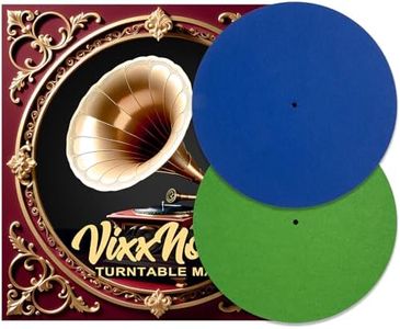 VixxNoxx 2pcs 12 Inch Wool Record Player Felt Mats – Anti-Static Turntable Slipmat, Shock Absorbing and Protective Pad for Phonograph Turntables, Improves Audio Performance(Green & Navy Blue)