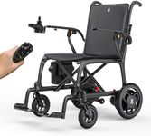 22lbs Lightest Folding Electric Wheelchair with Remote Control, 100% Carbon Fiber, Portable Electric Wheelchair for Adults, Lightweight Power Wheelchair with LED Light, Airline Approved for Travel