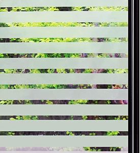 Qualsen Película de la Ventana de privacidad Frosted Stripe Window Glass Films (44.3 x 200 cm, Franja Gruesa)