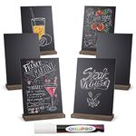 ONUPGO Mini Chalkboard Signs with Wood Base Stands, 6x9 Inch Vintage Wooden Tabletop Decorative Chalkboard Sign, Message Chalkboard Sign for Party, Restaurant, Wedding, Bar Countertop and Home, 6 Pcs