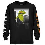 Nickelodeon Mens Long Sleeve Shirt - #TBT Mens 1990's Clothing - Reptar Kanji Long Sleeve (Black Reptar, Small)