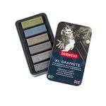 Derwent XL Graphite Blocks, Metal Tin, 6 Count (2302010), Assorted