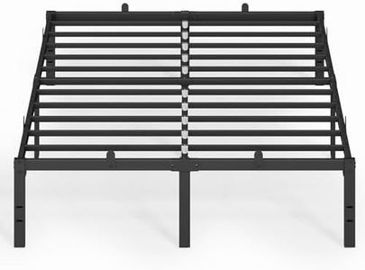 VASAGLE Doppelbettgestell, Bett, 140 x 200 cm, Metallbett, Bettrahmen, Unterbettaufbewahrung, modern, Gästebett, einfacher Aufbau, tintenschwarz RMB154BD01