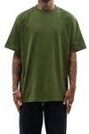 URBAN MONKEY Core Military Green 100% Cotton Soft Breathable Jersey Oversized Fit Round Neck & Half Sleeves T-Shirt for Men & Women (3XL)