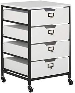 Studio Designs Rolling Storage Cart Charcoal/White 4-Drawer Charcoal/White