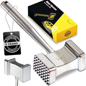 TheDOM Meat Tenderizer Mallet Stainless Steel - 1.4Lb of Stainless Steel #304, Single Piece Design, Anti Slip Handle, Dishwasher safe, Pounder for chicken, garlic, nuts, ice and more, MH202311
