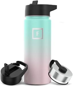 IRON °FLASK Sports Water Bottle - Wide Mouth with 3 Straw Lids - Stainless Steel Gym & Outdoor Bottles for Men, Women & Kids - Double Walled, Insulated Thermos, Metal Canteen - Bubble Gum, 18 Oz