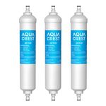 AQUA CREST GXRTQR Inline Water Filter, NSF Certified, Compatible with GE GXRTQR, GXRTQ System, Reduces Chlorine, Fluoride, Limescale and More, for Refrigerator, Ice Maker, RVs (Pack of 3)