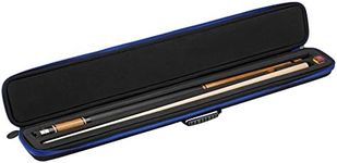 Casemaster Parallax Billiard/Pool Cue Case 600D Oxford Heavyweight Polyester Fabric and Padded Interior, Holds 1 Complete 2-Piece Cue (1 Butt/1 Shaft), Black with Blue Trim