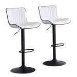 Kidol & Shellder Bar Stools Set of 2 Breakfast Barstools Adjustable Swivel Counter Stools Faux Leather Wing Back, White, 3-5 Mins to Assemble, Loads 300lbs