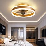 TATANE Led Ceiling Fans with Lights Reversible Remote, 6 Speeds Modern Bedroom Fan Ceiling Light Quiet Φ40cm Dimmable Small Ceiling Fan Light for Living Room,Gold