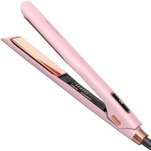 Wavytalk Professional Flat Iron Hair Straightener and Curler 2 in 1, Titanium Flat Iron for One-Pass Wonder 10S Fast Heat Up, Glide & Shine Hair Iron Straightener with Dual Voltage (1.18 Inch)