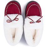 RockDove Women's Faux Fur Lined Micro Suede Moccasin Slipper, Size 8-9 US Women, Burgundy Red