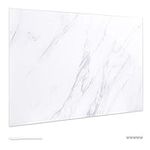 Navaris Magnetic Glass Memo Board - 60x40cm White Marble Design Magnet Board Writable Dry-Erase Planner Board with Pen and Magnets for Office, Kitchen