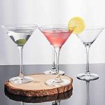 VISMII Crystal Martini Glasses | Set of 6 | 135 ml | Hand-Blown Crystal Martini Glass Set | Elegant Cocktail Glasses for Bar, Whiskey, Gin, Tequila | Goblet Gift Set for Birthday, Housewarming-Clear.