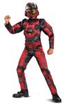 Halo Infinite Red Spartan Costume, Kids Size Video Game Inspired Character Jumpsuit, Classic Child Size Medium (7-8)