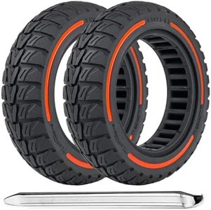 TOCBEUU 9.5x2.5-6.1 Solid Tires for Electric Scooter, Off-Road Replacement Wheels, Tubeless Rubber Tyre for NIU KQi3 Pro/Max/Sport Electric Scooter- Red(2PCS)