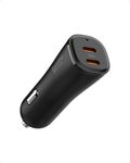 Spigen ArcStation Essential 50W 2-Ports Car Charger Adapter USB-C, PD PPS QC 3.0 12V, Fast Socket Cigarette Lighter for iPhone 17 17e 16 15 14 13 Pro Max Air Samsung Galaxy S26 S25 Google Pixel 10 10a