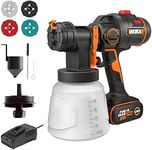 WORX NITRO 18V(20V MAX) Cordless Paint Sprayer WX020 Brushless Spray Gun 20Kpa, HVLP, 1L Container, 3 Spray Patterns * 4 Nozzles, Covers 15㎡ Area in 4min, PowerShare, 1* 4.0Ah Battery, 1* 2A Charger