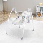 R for Rabbit Snicker Automatic Electric Swing for Kids, New Born Baby Jhula with Remote Controlled 5 Speed Level, Smart Timer, Natural Soothing Music and Hanging Toys (Grey)