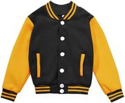 NICNZQI Kids Varsity Jacket Girls Boys Baseball Jacket Bomber Coat School Jackets, Black-orange, 2 Years