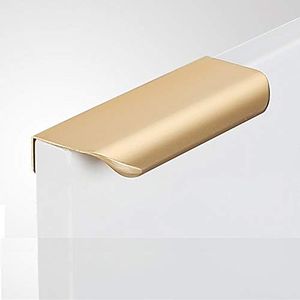 10 Pack Modern Style Finger Edge Pull Furniture DrawerHandles Hidden Cabinet Kitchen Drawer Handles Knobs, Brass, 80mm