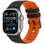 Tasikar Bands Compatible with Apple Watch Band 49mm 46mm 45mm 44mm 42mm Men Women Soft Silicone Breathable Replacement Bands Compatible with Apple Watch Ultra SE Series 10 9 8 7 6 5 4 3 2,Black Orange