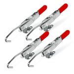POWERTEC 4PK Toggle Clamp with J Hook, 375 lbs Holding Capacity, 451 Adjustable Pull Action Latch for Smoker, Tool Box, Woodworking Jigs and Fixtures, Cabinet, Lids, Door, Truck (20308-P4V)