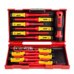 Malfah Enterprises Insulated Screw Driver Tool Set Changeable Magnetic Phillips Slotted Pozi Torx Tips Vde 1000w 12pcs Dl510012