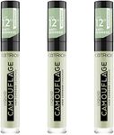 Catrice Liquid Camouflage High Coverage Concealer (3 x 5 ml), Liquid Makeup Concealer Pen, Green, Waterproof, 12h Coverage No. 200 Anti-Red