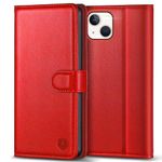 Kuafcase Compatible for iPhone 14 Case with 4 Card Slots Magnetic Closure Kickstand Shockproof Protective Phone Case Compatible for iPhone 14 - Red