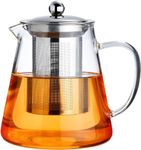 KELVEE Glass Kettle Teapot with Removable Infuser & Lid & Handle, Glass Tea Kettle Stovetop Safe, Great for Loose Leaf Tea, Blooming Tea, Tea Bags & Fruit Infused Water (Round - 750ml)